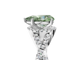 White gold Fancy Green Pear  Halo Twist Band Solitaire Prong Setting Ring_138
