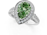 White gold Fancy Green Pear  Halo Twist Band Solitaire Ring with Six-Prong Setting_33
