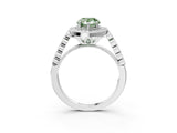 White gold Fancy Green Pear  Halo Twist Band Solitaire Ring with Six-Prong Setting_34