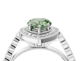White gold Fancy Green Pear  Halo Twist Band Solitaire Ring with Six-Prong Setting_35
