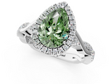 White gold Fancy Green Pear  Halo Twist Band Solitaire Ring_20