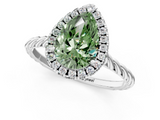 White gold Fancy Green Pear  Halo Twisted Band Four-Prong Diamond Ring_21