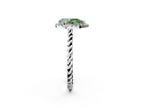 White gold Fancy Green Pear  Halo Twisted Band Four-Prong Diamond Ring_22