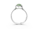 White gold Fancy Green Pear  Halo Twisted Band Four-Prong Diamond Ring_23