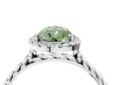 White gold Fancy Green Pear  Halo Twisted Band Four-Prong Diamond Ring_24