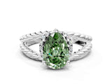 White gold Fancy Green Pear  Halo Twisted Band Four-Prong Ring_32