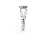 White gold Fancy Green Pear  Halo Twisted Band Four-Prong Ring_34
