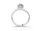 White gold Fancy Green Pear  Halo Twisted Band Four-Prong Ring_35