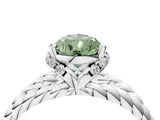 White gold Fancy Green Pear  Halo Twisted Band Four-Prong Ring_36