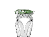 White gold Fancy Green Pear  Halo Twisted Band Four-Prong Ring_37