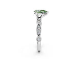 White gold Fancy Green Pear  Milgrain Bezel Diamond Engagement Ring with Solitaire Prong Setting_186