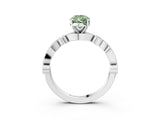 White gold Fancy Green Pear  Milgrain Bezel Diamond Engagement Ring with Solitaire Prong Setting_187