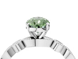 White gold Fancy Green Pear  Milgrain Bezel Diamond Engagement Ring with Solitaire Prong Setting_188