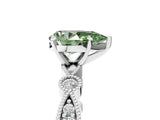 White gold Fancy Green Pear  Milgrain Bezel Diamond Engagement Ring with Solitaire Prong Setting_189
