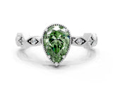 White gold Fancy Green Pear  Milgrain Marquise Diamond Twist Band Ring_62