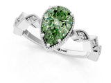 White gold Fancy Green Pear  Milgrain Marquise Diamond Twist Band Ring_63