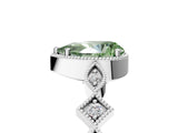 White gold Fancy Green Pear  Milgrain Marquise Diamond Twist Band Ring_67