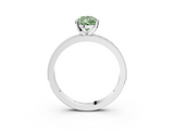 White gold Fancy Green Pear  Milgrain Pave Diamond Engagement Ring with Four-Prong Setting_152