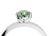 White gold Fancy Green Pear  Milgrain Pave Diamond Engagement Ring with Four-Prong Setting_153