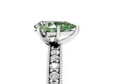 White gold Fancy Green Pear  Milgrain Pave Diamond Engagement Ring with Four-Prong Setting_154