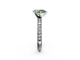 White gold Fancy Green Pear  Milgrain Pave Diamond Engagement Ring with Four-Prong Setting_157