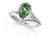 White gold Fancy Green Pear  Solitaire Beaded Band Six-Prong Setting_1
