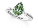 White gold Fancy Green Pear  Solitaire Beaded Band with Four-Prong Setting_59