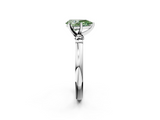 White gold Fancy Green Pear  Solitaire Beaded Band with Four-Prong Setting_60