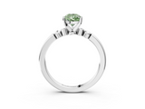 White gold Fancy Green Pear  Solitaire Beaded Band with Four-Prong Setting_67