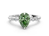 White gold Fancy Green Pear  Solitaire Bezel Accent Diamond Engagement Ring with Beaded Band and Four-Prong Setting_72