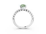 White gold Fancy Green Pear  Solitaire Bezel Accent Diamond Engagement Ring with Beaded Band and Four-Prong Setting_75