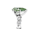 White gold Fancy Green Pear  Solitaire Bezel Accent Diamond Engagement Ring with Beaded Band and Four-Prong Setting_77