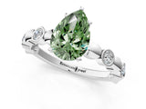 White gold Fancy Green Pear  Solitaire Bezel-Set Diamond Ring with Beaded Band and Four-Prong Setting_32