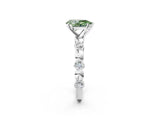 White gold Fancy Green Pear  Solitaire Bezel-Set Diamond Ring with Beaded Band and Four-Prong Setting_33
