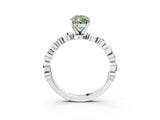 White gold Fancy Green Pear  Solitaire Bezel-Set Diamond Ring with Beaded Band and Four-Prong Setting_35