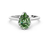 White gold Fancy Green Pear  Solitaire Cathedral Diamond Ring with Six-Prong Setting_17