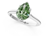 White gold Fancy Green Pear  Solitaire Cathedral Diamond Ring with Six-Prong Setting_17