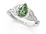 White gold Fancy Green Pear  Solitaire Celtic Knot Engagement Ring with Four-Prong Setting_56