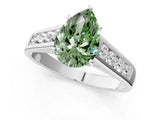 White gold Fancy Green Pear  Solitaire Channel-Set Diamond Engagement Ring with Four-Prong Setting_33