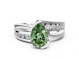 White gold Fancy Green Pear  Solitaire Channel-Set Split Shank Ring with Tension Prong Setting_3