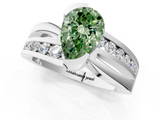 White gold Fancy Green Pear  Solitaire Channel-Set Split Shank Ring with Tension Prong Setting_4