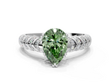 White gold Fancy Green Pear  Solitaire Chevron Pave Diamond Engagement Ring with Six-Prong Setting_3