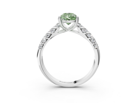 White gold Fancy Green Pear  Solitaire Chevron Pave Diamond Engagement Ring with Six-Prong Setting_6