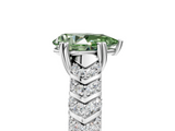 White gold Fancy Green Pear  Solitaire Chevron Pave Diamond Engagement Ring with Six-Prong Setting_8