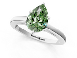 White gold Fancy Green Pear  Solitaire Diamond Engagement Ring with Four-Prong Setting on a Classic Band_4