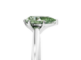 White gold Fancy Green Pear  Solitaire Diamond Engagement Ring with Four-Prong Setting on a Classic Band_8