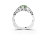 White gold Fancy Green Pear  Solitaire Diamond Engagement Ring with Pave Band and Four-Prong Setting 3