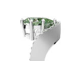 White gold Fancy Green Pear  Solitaire Diamond Engagement Ring with Pave Band and Four-Prong Setting 5