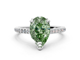 White gold Fancy Green Pear  Solitaire Diamond Engagement Ring with Pave Band and Six-Prong Setting_20