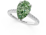 White gold Fancy Green Pear  Solitaire Diamond Engagement Ring with Pave Band and Six-Prong Setting_21